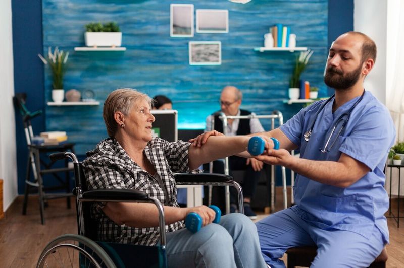 Caregiver with patient at home
